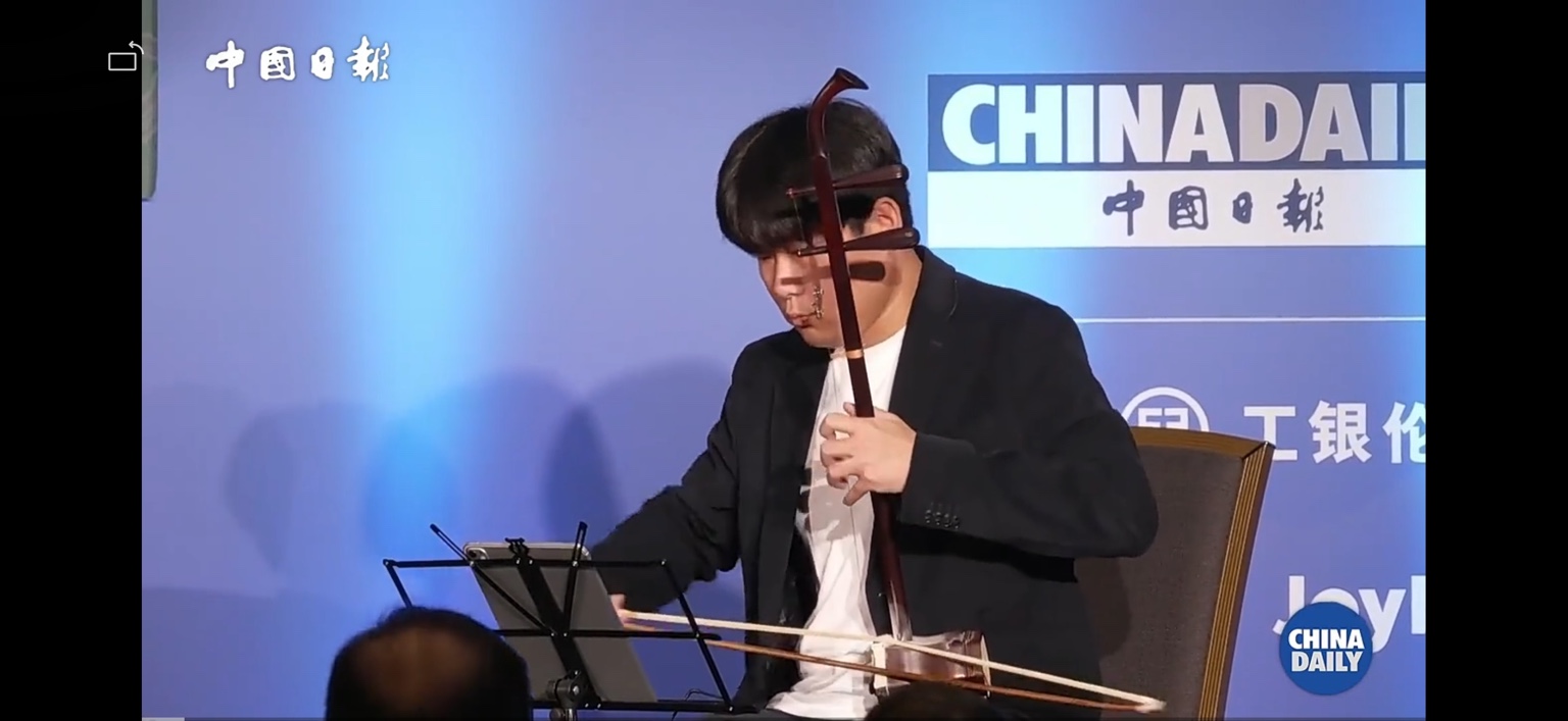 Erhu performance at a cultural event